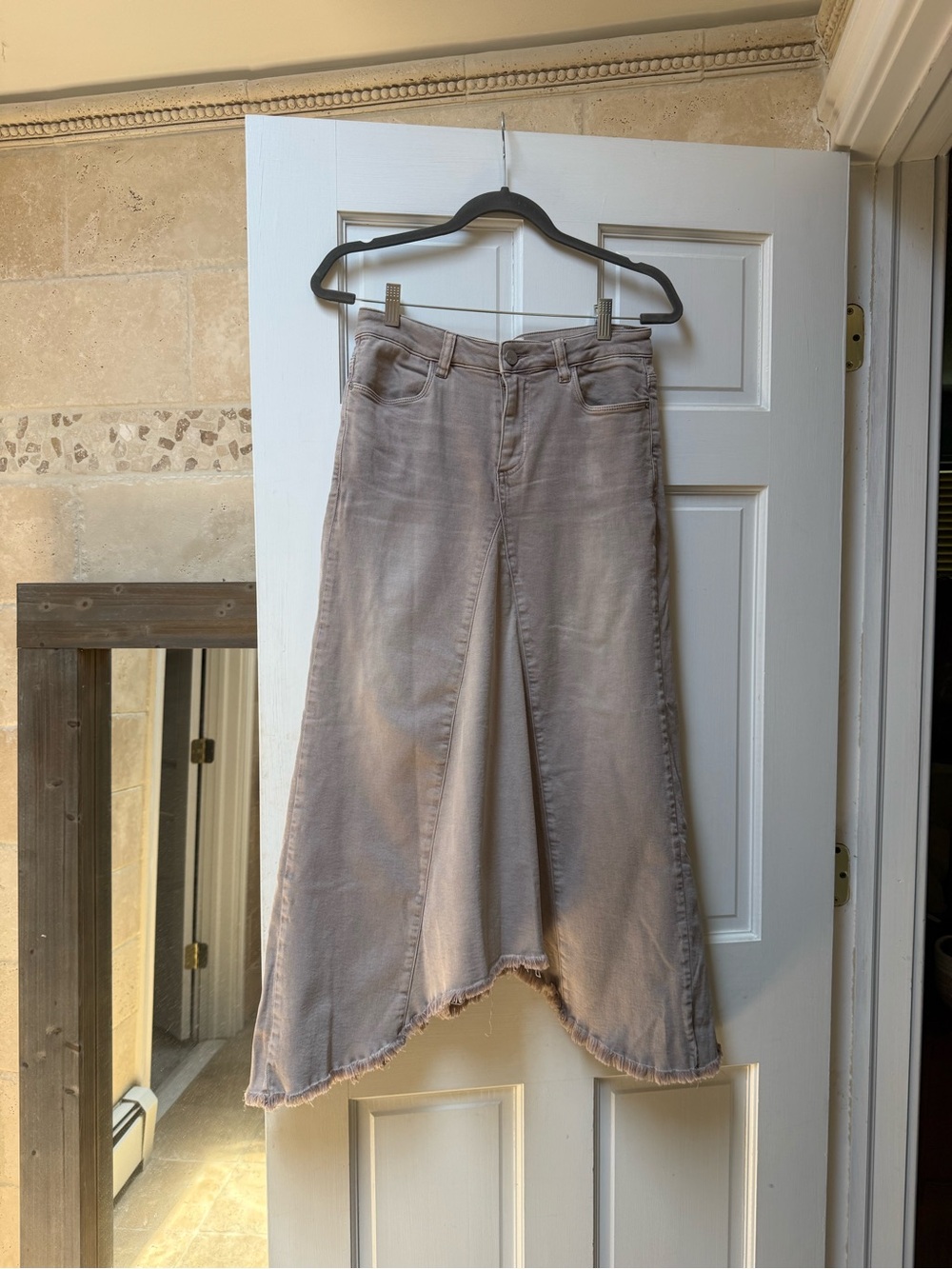Washlab Taupe Selma Pieced Skirt with Raw Hem